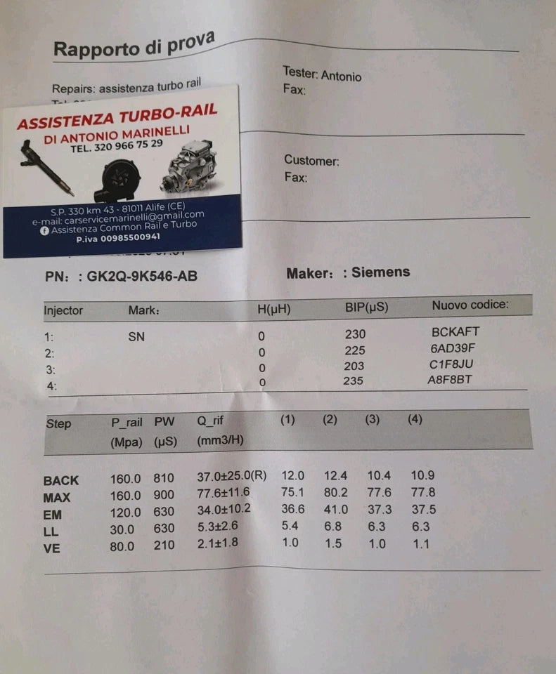 INIETTORI REVISIONATI GK2Q-9K546-AC PEUGEOT, CITROEN 1.6 HDI