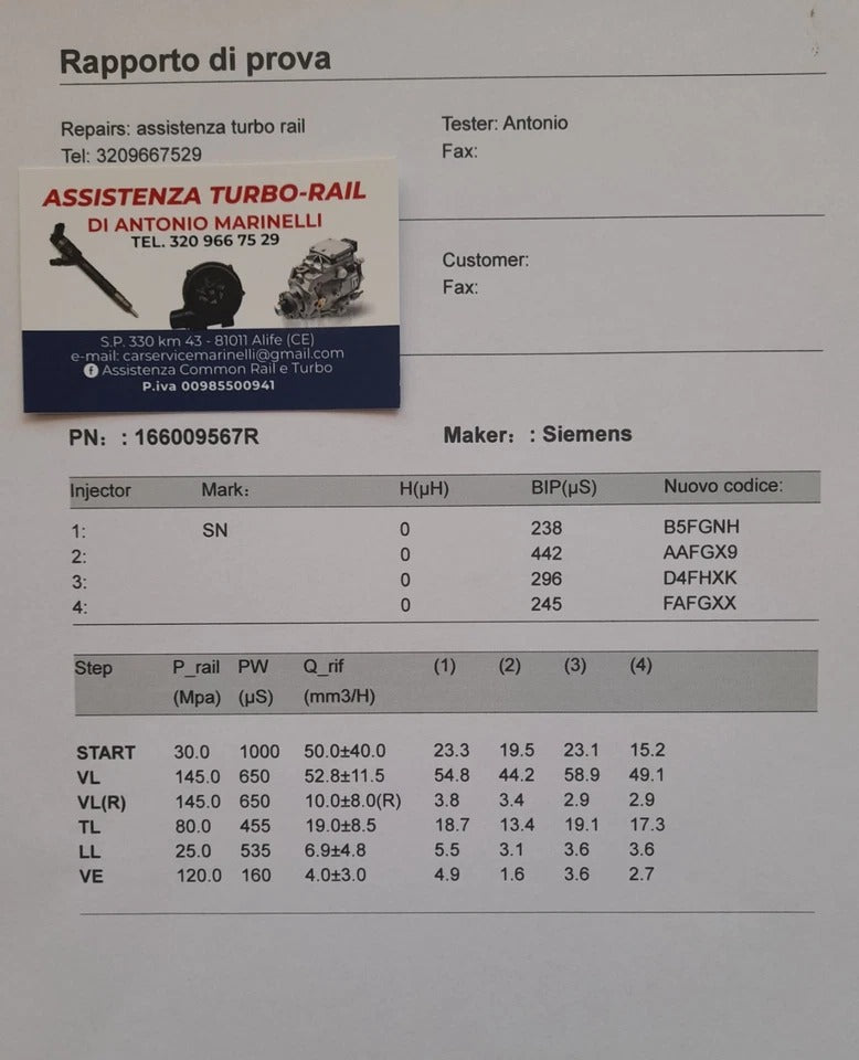 Iniettori ricondizionati 166009567R, RENAULT, OPEL, NISSAN 2.3 CDTI