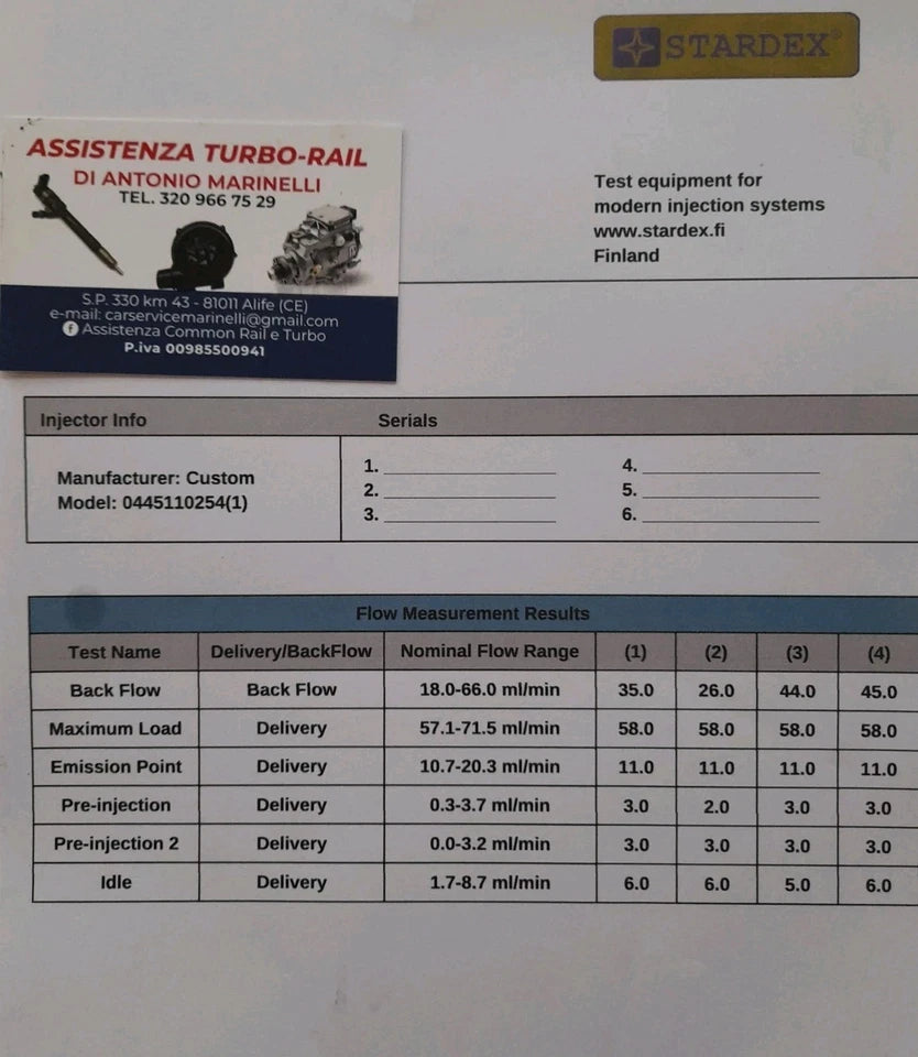 INIETTORI REVISIONATI 0445110254 HYUNDAI SANTA FE 2.2