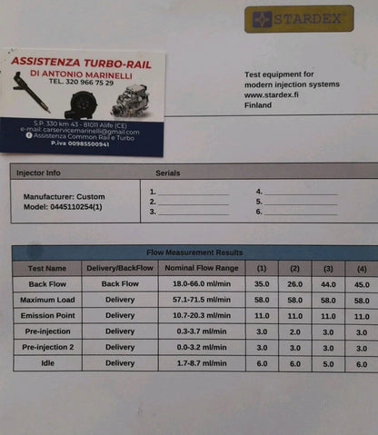 INIETTORI REVISIONATI 0445110254 HYUNDAI SANTA FE 2.2