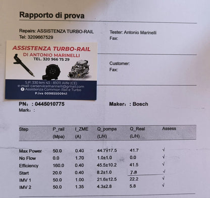 Pompa iniezione ricondizionata 0445010775 MINI, BMW 1,2,3,4,5,6 X1,X2,X3,X4