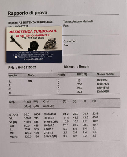 INIETTORI REVISIONATI 0445115052 AUDI, VW 3.0 TDI