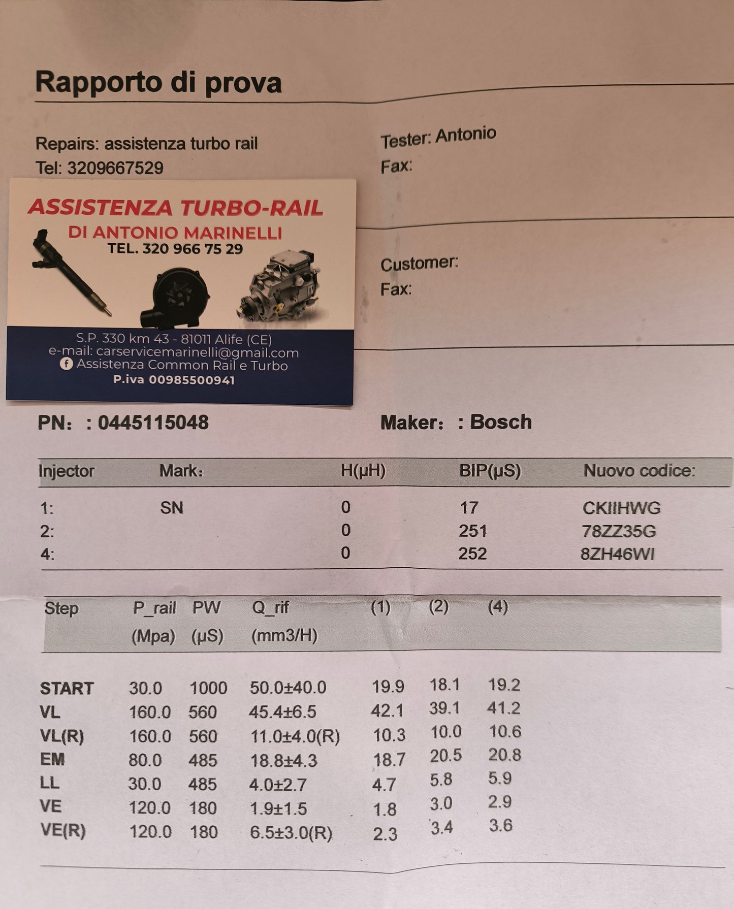 INIETTORI REVISIONATI 0445115048 BMW 3.0D