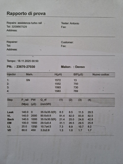 Iniettori Denso 23670-27030 TOYOTA 2.0 D - 4D