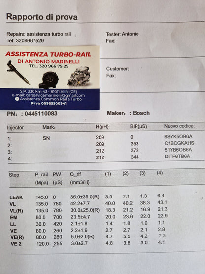 Iniettori revisionati 0445110083
