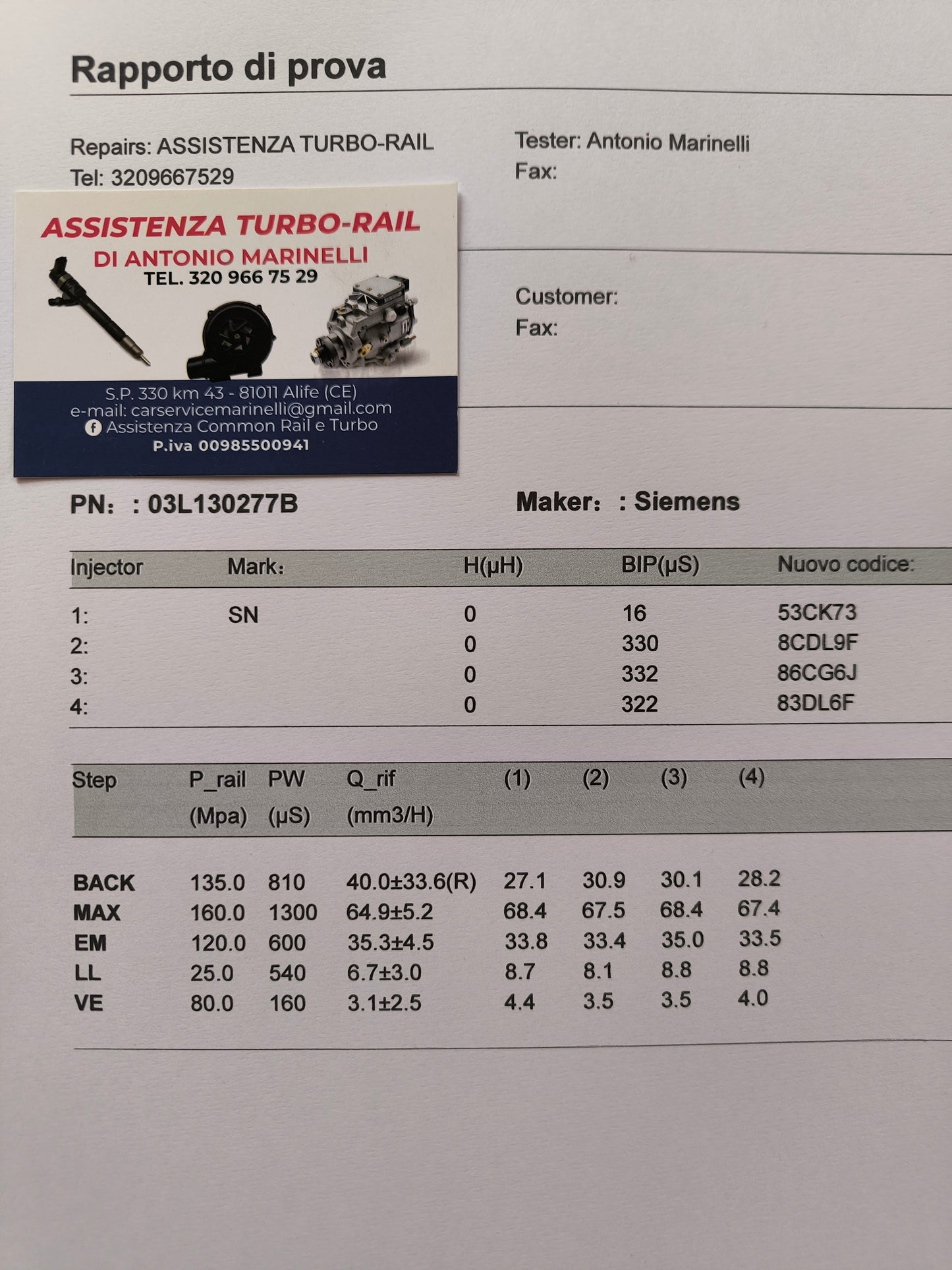 Iniettori ricondizionati 03L130277B VW, AUDI, SKODA 1.6 TDI