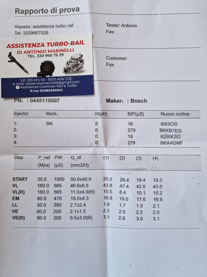 INIETTORI REVISIONATI 0445115007 OPEL, RENAULT, NISSAN