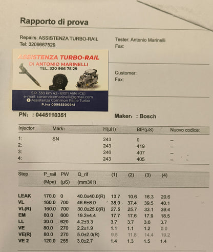 Iniettori Ricondizionati Fiat Lancia Suzuki 13 0445110351