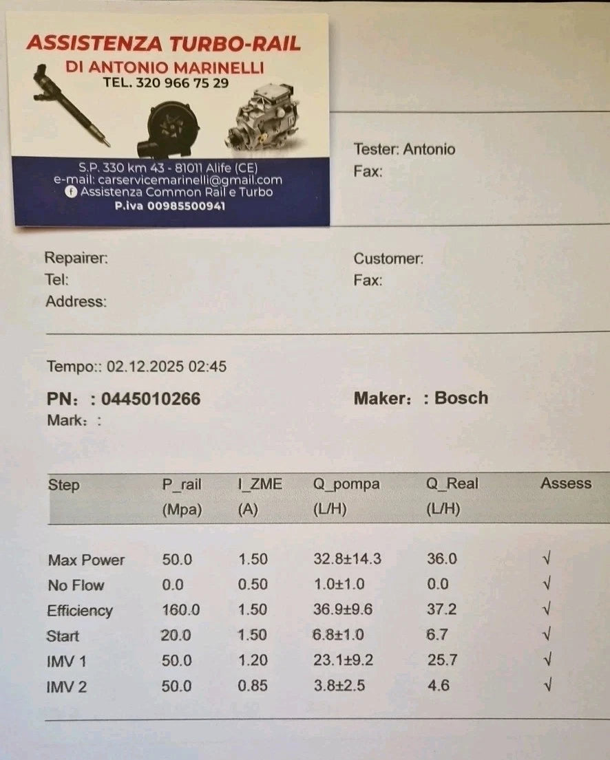 Pompa iniezione revisionata 0445010266 FIAT, ALFA,OPEL, CITROEN 1.3