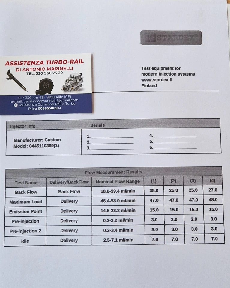 Iniettori revisionati 0445110369 VW, AUDI, SKODA 2.0