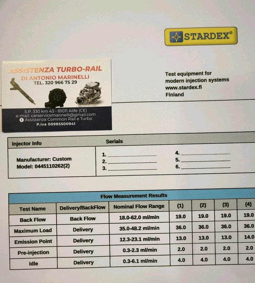 INIETTORI REVISIONATI 0445110262 TOYOTA 1.4