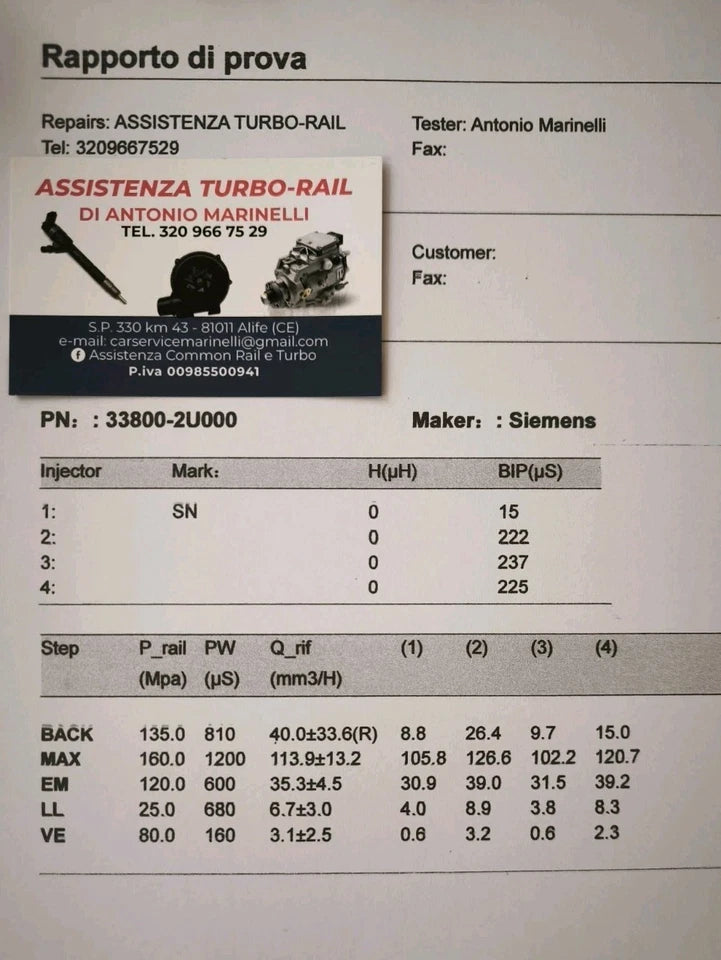 INIETTORI REVISIONATI 33800-2U000 HYUNDAI KIA 1.6