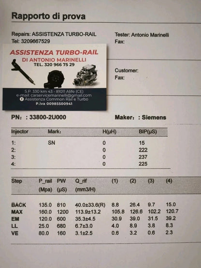 INIETTORI REVISIONATI 33800-2U000 HYUNDAI KIA 1.6
