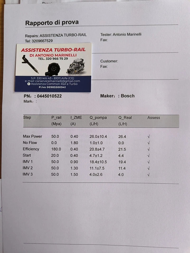 0445010526 POMPA INIEZIONE REVISIONATA AUDI, SEAT, SKODA, SEAT, VW 2.0 TDI