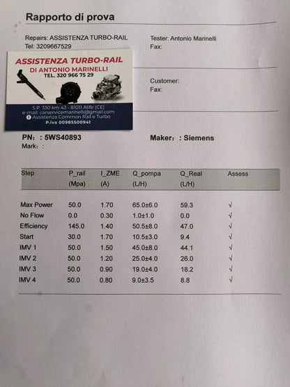 5WS40893 Pompa iniezione ricondizionata FORD, MAZDA, VOLVO 1.6 TDCI