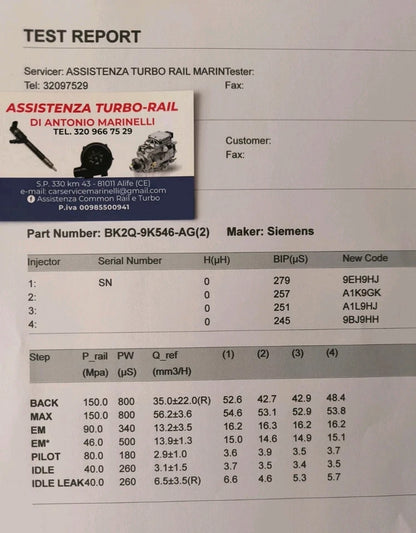 INIETTORI REVISIONATI BK2Q-9K546-AG FORD TRANSIT, PEUGEOT BOXER, CITROEN JUMPER